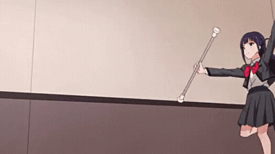 Girl In School Uniform Holding Cane GIF