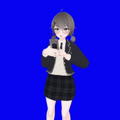 Girl In School Uniform Holding Phone And Scissors GIF