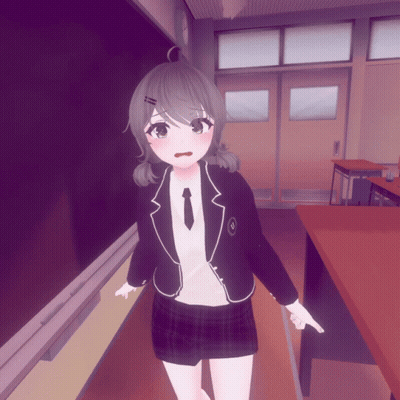 Girl In School Uniform In Front Of Blackboard GIF