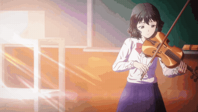 Girl In School Uniform Playing Violin In Classroom GIF