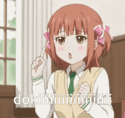 Girl In School Uniform Pointing Up Saying Doki GIF