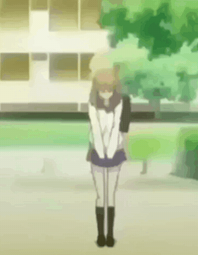 Girl In School Uniform Standing GIF