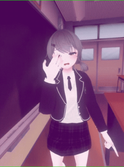 Girl In School Uniform Standing In Classroom GIF