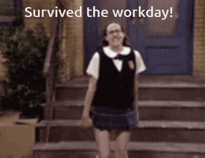 Girl In School Uniform Survived The Workday GIF