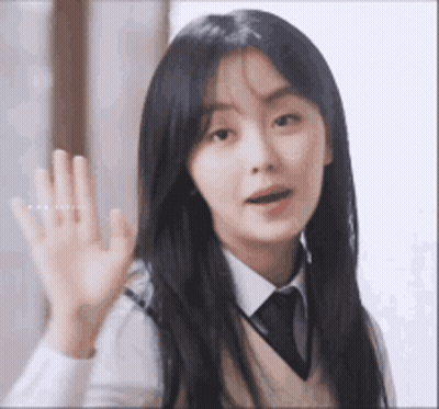 Girl In School Uniform Waving GIF