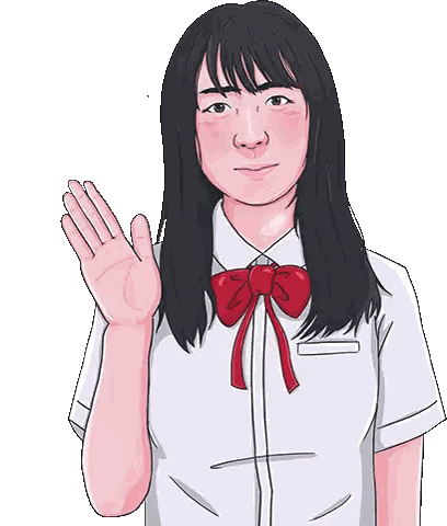 Girl In School Uniform Waving Sticker