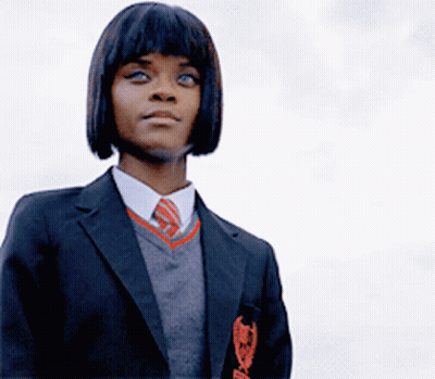 Girl In School Uniform With Badge Saying A GIF