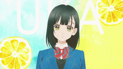 Girl In School Uniform With Lemon Slices GIF