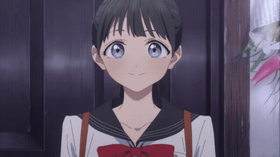 Girl In School Uniform With Red Bow GIF