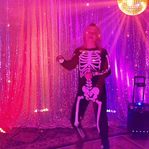 Girl In Skeleton Costume Dancing GIF