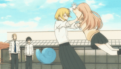 Girl In Skirt Thrown By Boy In White Shirt GIF
