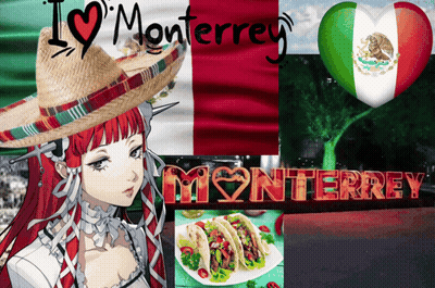 Girl In Sombrero In Front Of I Love Monterrey Sign GIF