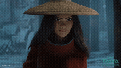 Girl In Straw Hat And Red Sweater With Raya GIF