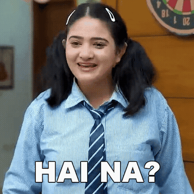 Girl In Striped Shirt And Tie Smiling Says Hai Na GIF