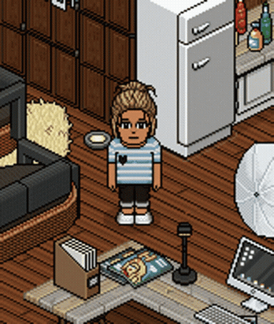 Girl In Striped Shirt Standing In Living Room GIF