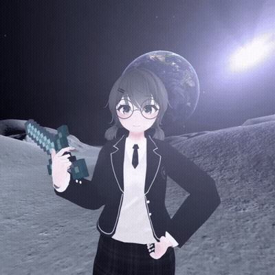 Girl In Suit And Tie Holding Diamond Sword In Front Of Earth GIF