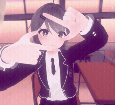 Girl In Suit And Tie Making Peace Sign GIF
