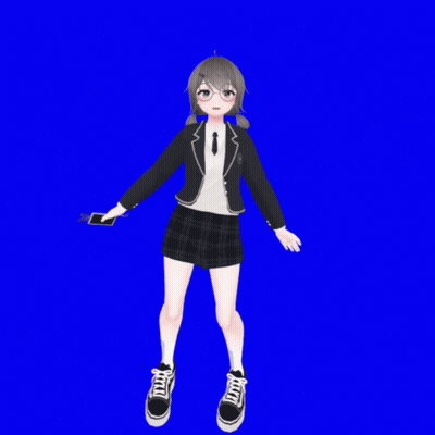 Girl In Suit And Tie On Blue Background GIF