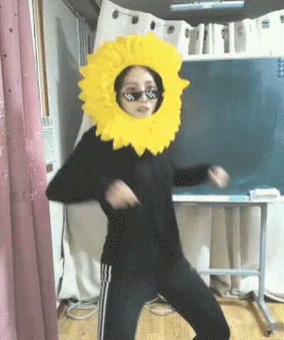 Girl In Sunglasses And Sunflower Hat GIF