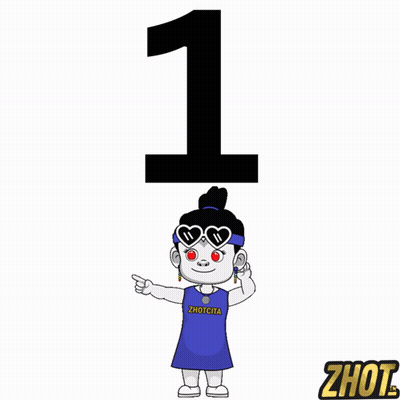 Girl In Sunglasses And Zhotcha Shirt In Front Of Number One GIF