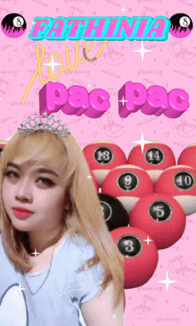 Girl In Tiara With Pool Balls And Love Pac Pac GIF