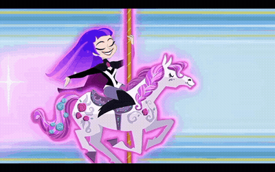 Girl In Tuxedo Riding Merry-Go-Round GIF
