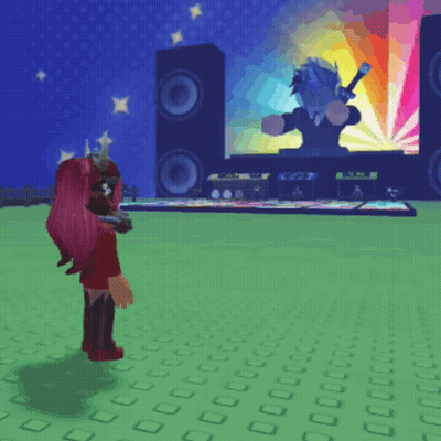 Girl in Video Game Standing in Front of Stage