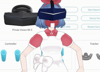 Girl In VR Headset In Front Of Controller GIF