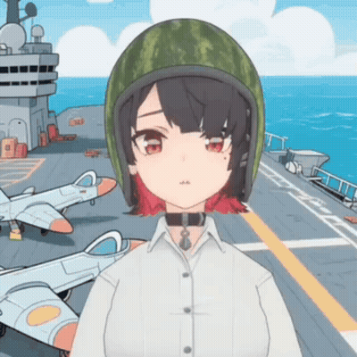 Girl In Watermelon Helmet On Runway GIF