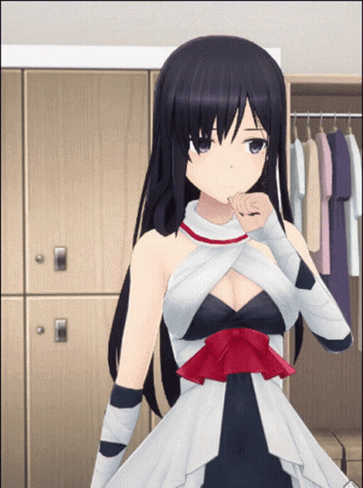 Girl In White And Black Dress By Closet GIF