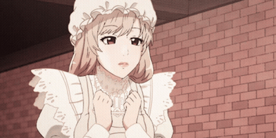 Girl In White Dress And Hat By Brick Wall GIF
