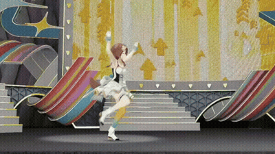 Girl In White Dress Dancing On Stage GIF