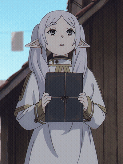 Girl In White Dress Holding Book GIF
