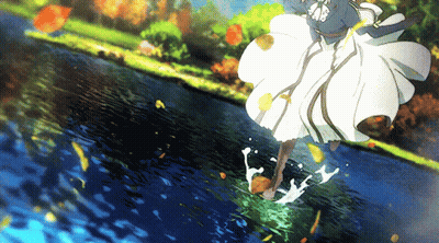 Girl In White Dress Standing In River GIF
