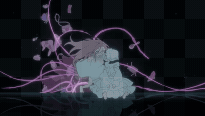 Girl In White Dress Surrounded By Pink Lines GIF