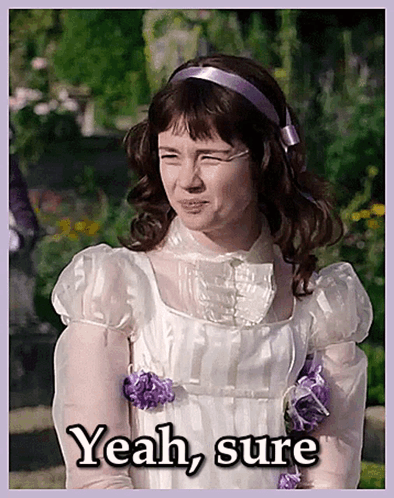 Girl In White Dress With Purple Flowers Says Yeah Sure GIF