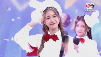 Girl In White Hat And Red Bow Tie At Workpoint Logo GIF