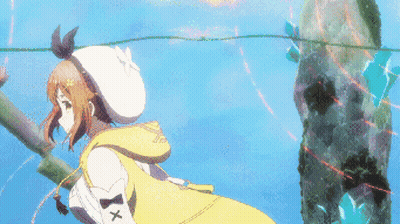 Girl In White Hat And Yellow Jacket With Letter X On Sleeve GIF