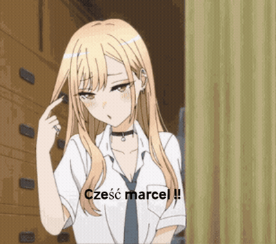 Girl In White Shirt And Tie Saying Cześć Marcel GIF