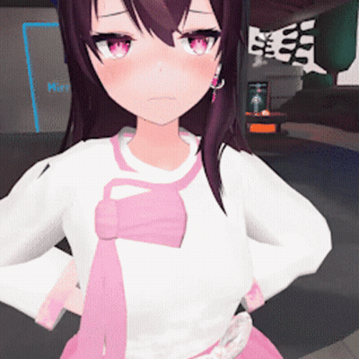 Girl In White Shirt With Pink Bow And Tie GIF