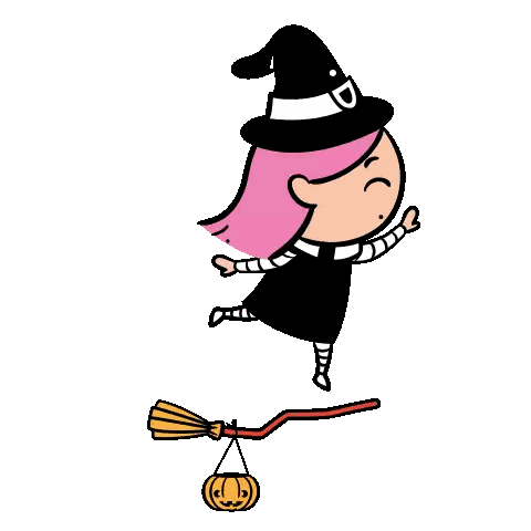 Girl In Witch Costume Flying Through Hula Hoop Sticker