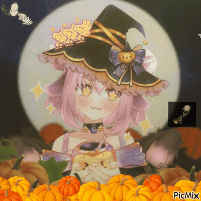 Girl In Witch Hat Holding Drink With Straw GIF