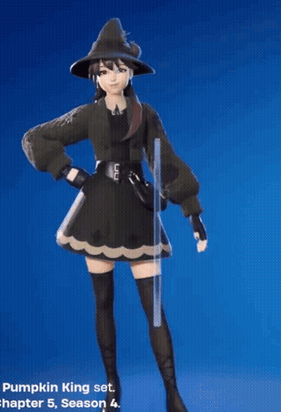 Girl In Witch Hat Surrounded By Pumpkins And Ghosts GIF