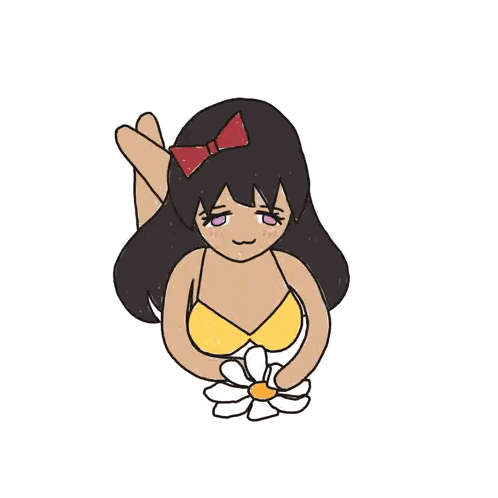 Girl In Yellow Bikini Holding Flower Sticker