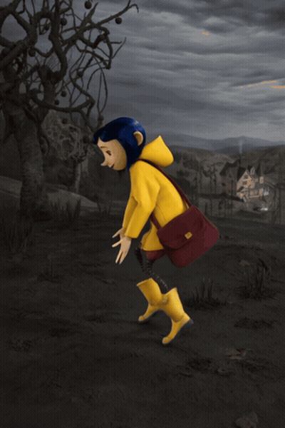 Girl In Yellow Coat And Yellow Boots In Field GIF