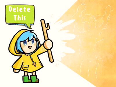Girl In Yellow Raincoat Holding Stick Saying Delete This GIF