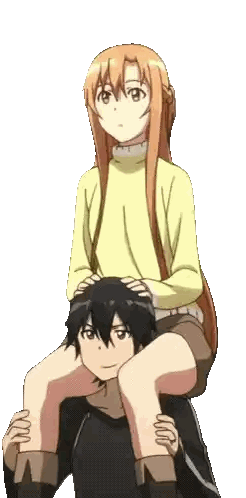 Girl In Yellow Sweater On Man's Shoulders Sticker