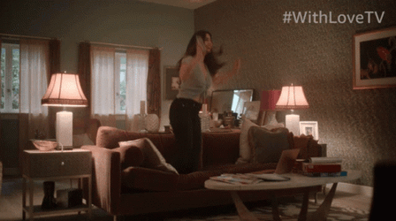 Girl Jumping Up And Down On The Couch GIF