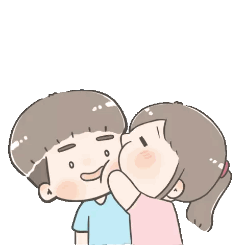 Girl Kissing Boy On Cheek Sticker