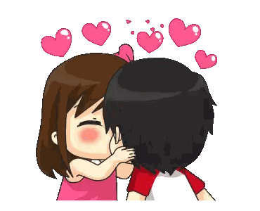 Girl Kissing Boy With Hearts Sticker